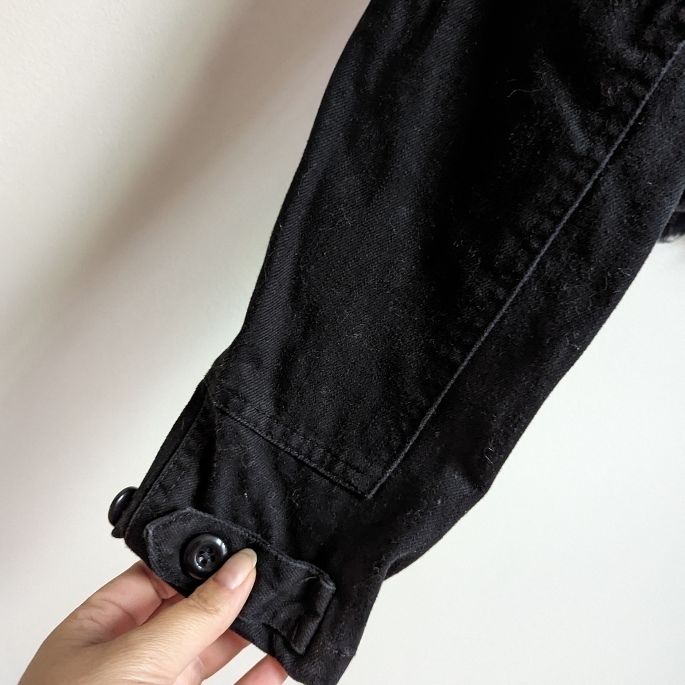 HANDMADE DIY Black Cotton South-American Oversized Cropped Jean's Jacket Small - Picture 5 of 12